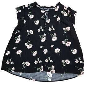 Buffalo David Bitton- Floral Pullover Cap Sleeves Round Keyhole Neck High Sz XL